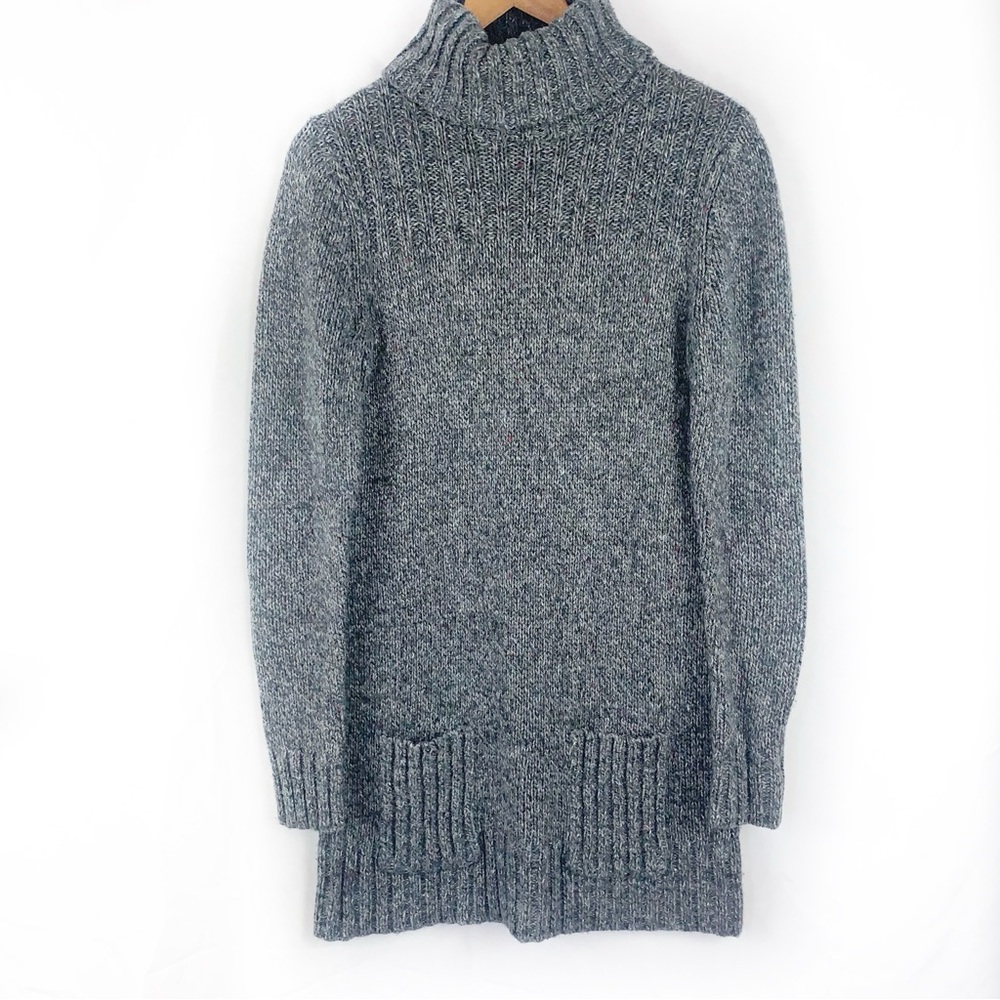 Ruff Hewn Turtleneck Wool Blend Knit Sweater Dress in Marled Gray